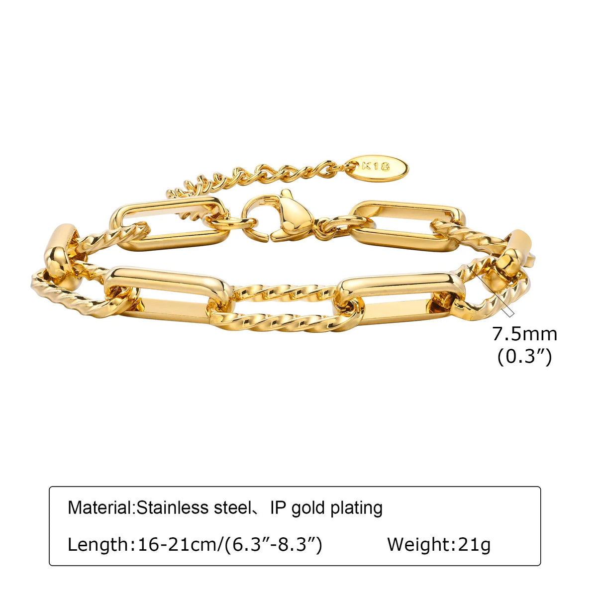 Gold Plated Chunky Stainless Steel Bracelet