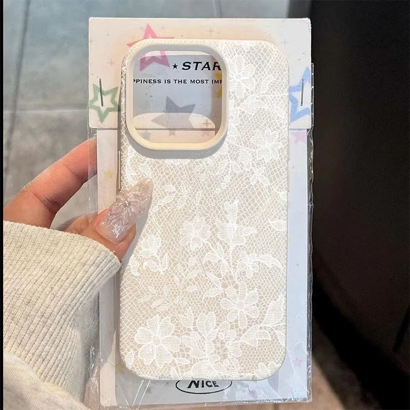 White Lace Lichee pattern Phone Case