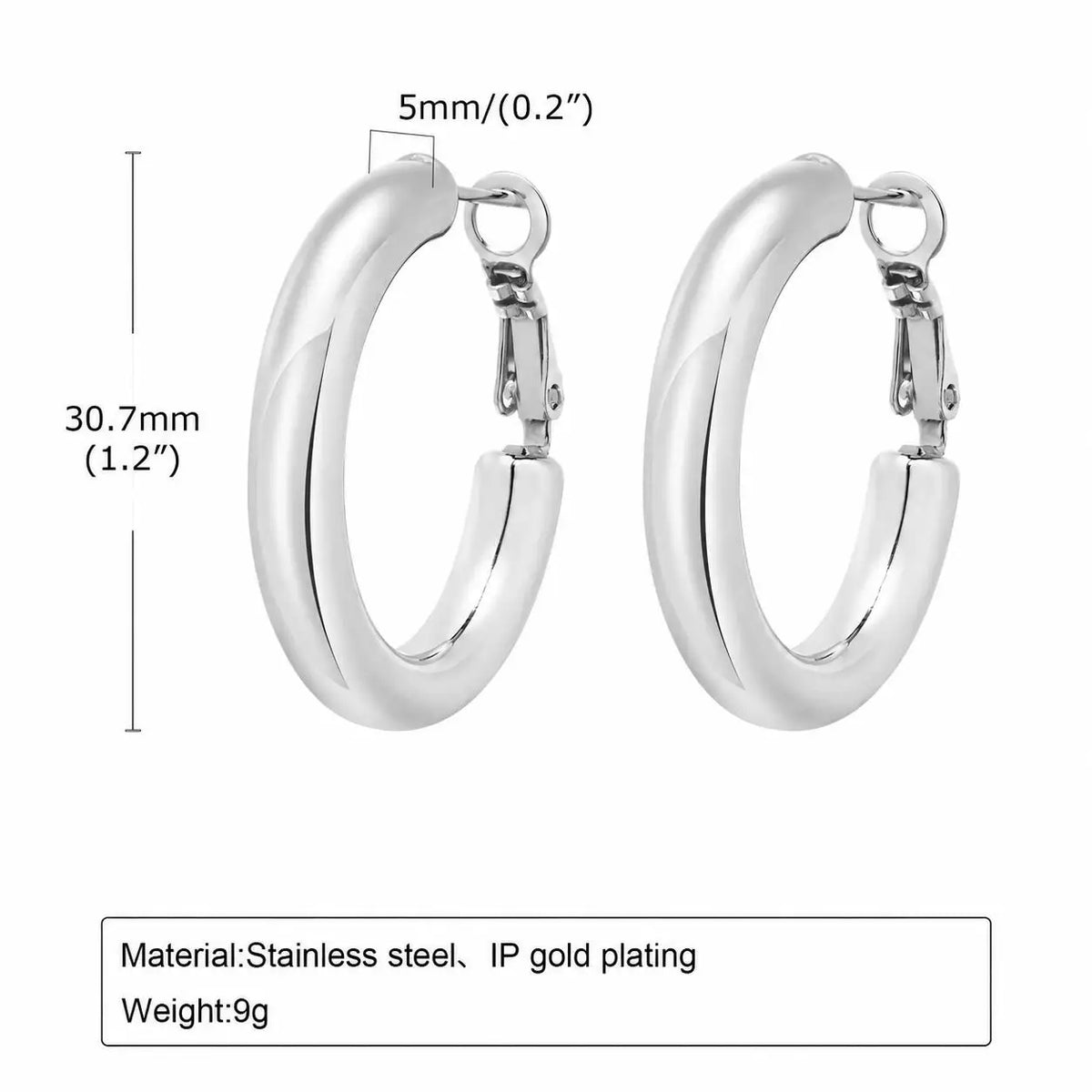 18k Gold Plated Stainless Steel Circle Hoop Earrings