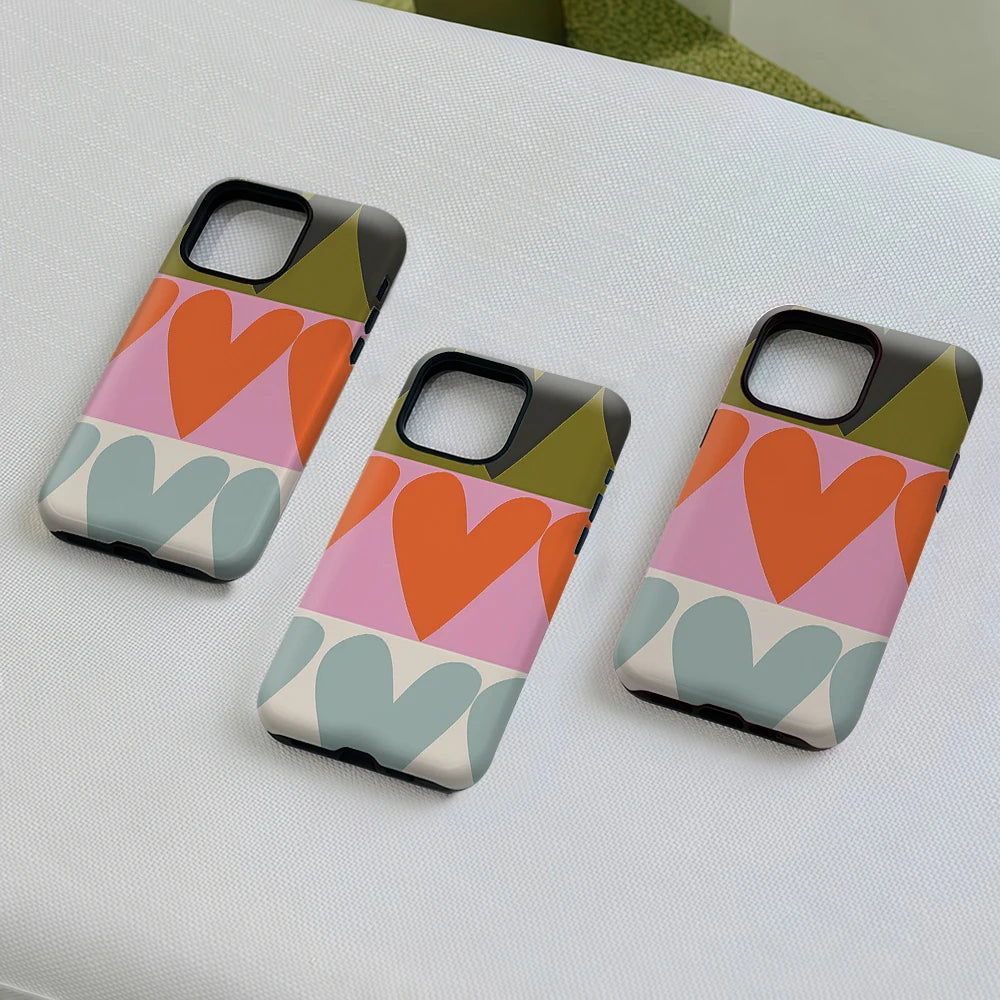 Retro Multi - Color Heart Phone Case