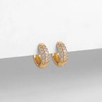 Gold-Plated Huggie with CZ Zircon Earrings