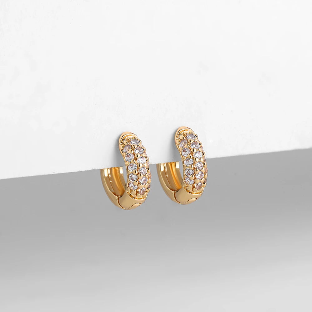 Gold-Plated Huggie with CZ Zircon Earrings