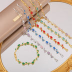 Copper Stones Cubic Zirconia Bracelet Crystal Leaf
