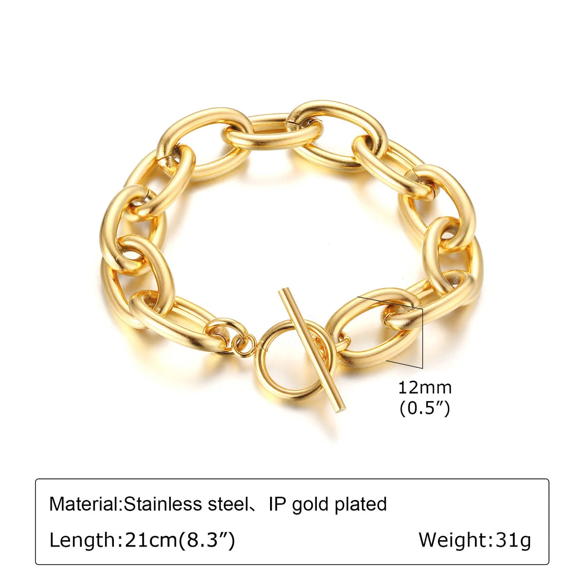 Gold Plated Chunky Stainless Steel Bracelet