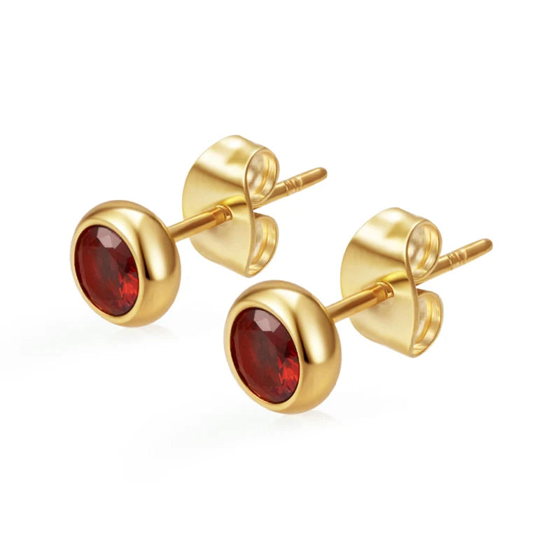 Needle Zircon Round Earrings