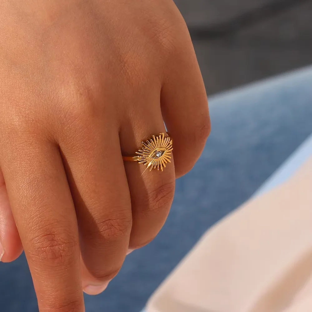 Tiny Gold Color Zircon Rings