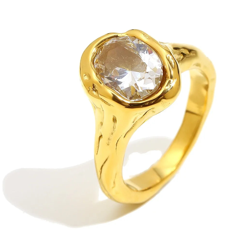Irregular Oval Zircon Ring