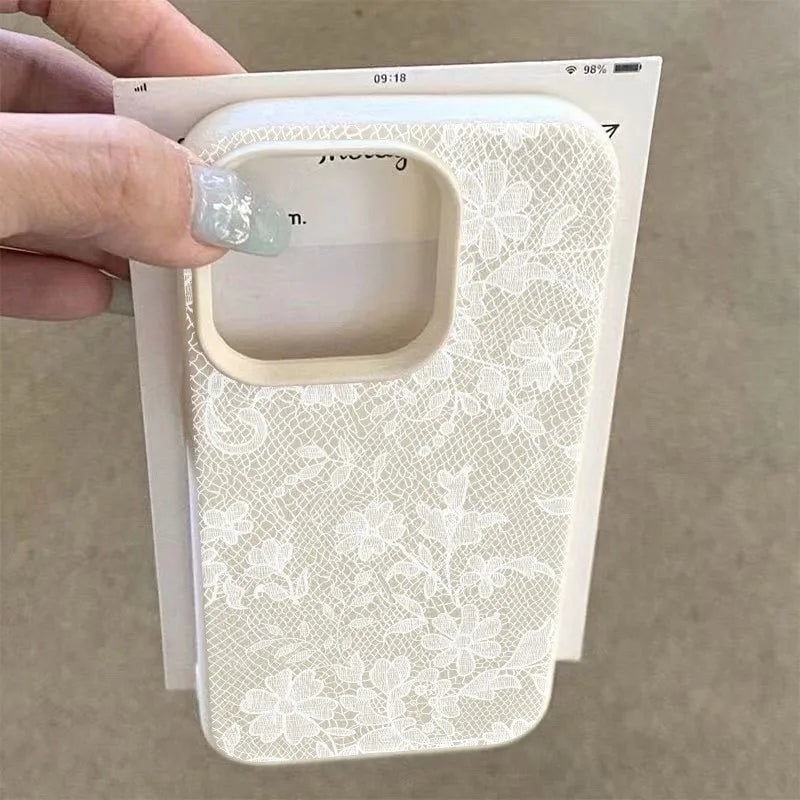 White Lace Lichee pattern Phone Case