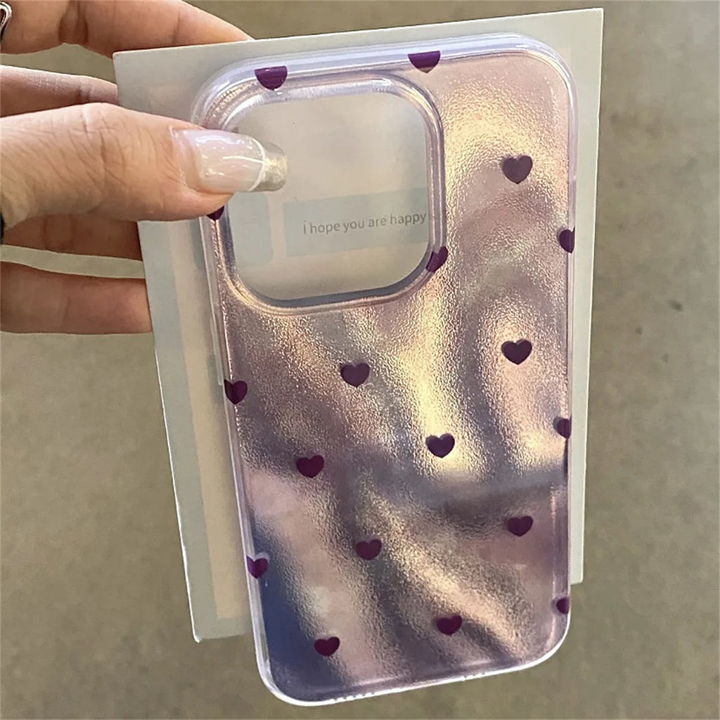 Aesthetics Cute Love Heart Laser Glitter Phone Case