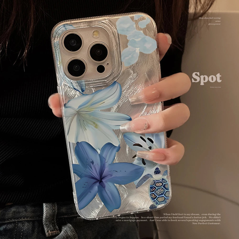 Blue Lily Flowers Pattern for iPhone