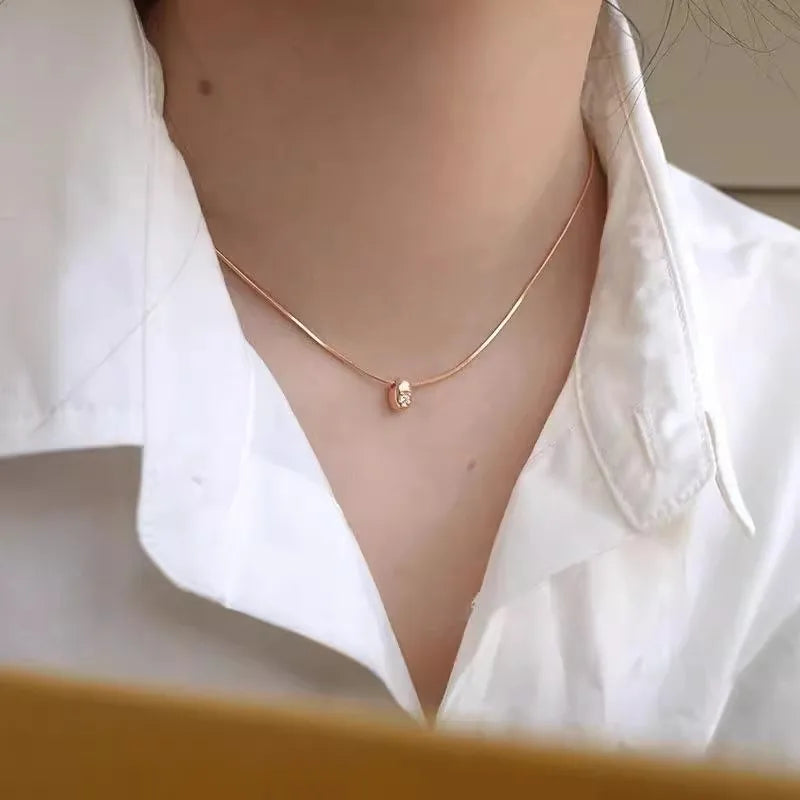 Rose Gold Bean Pendant Necklaces