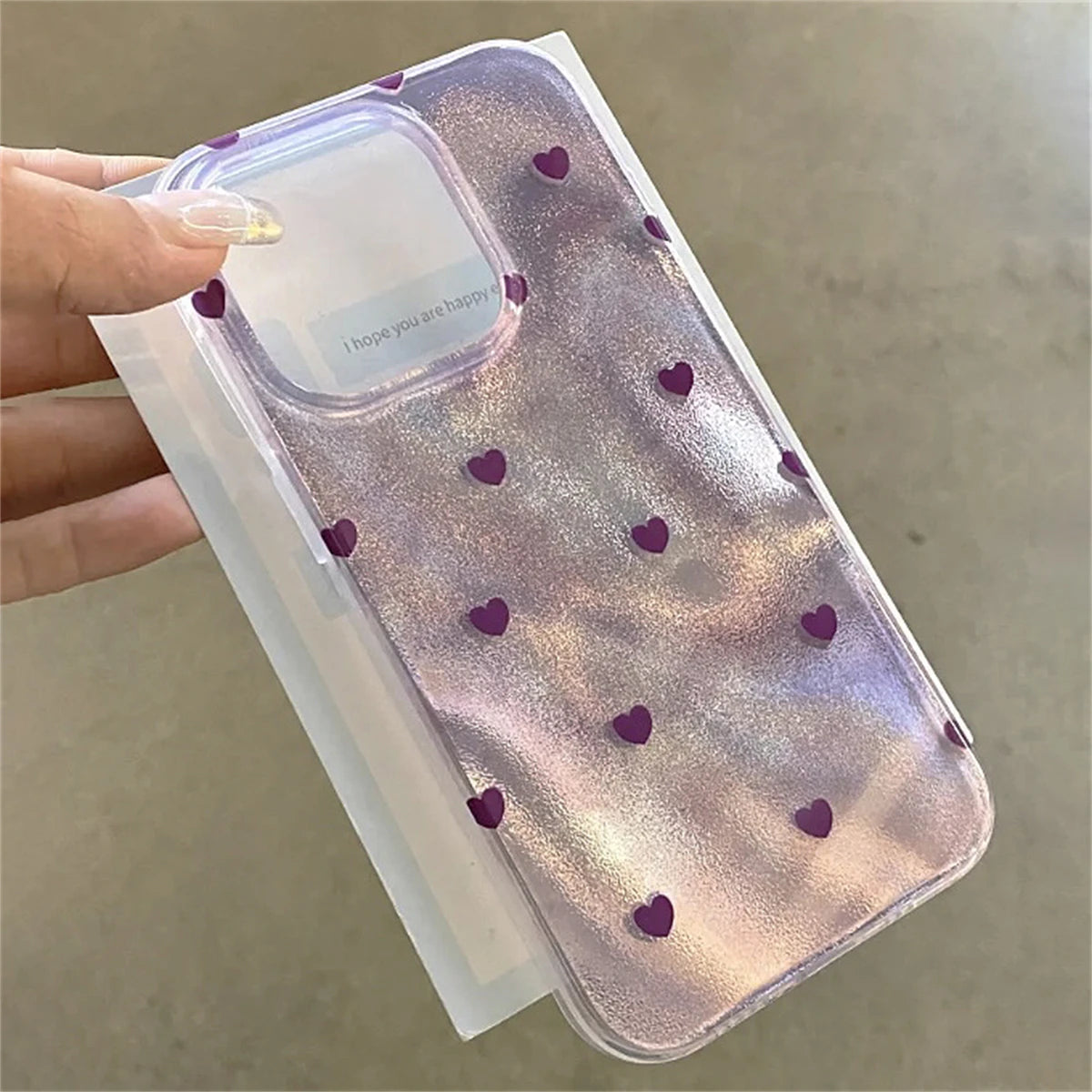 Aesthetics Cute Love Heart Laser Glitter Phone Case