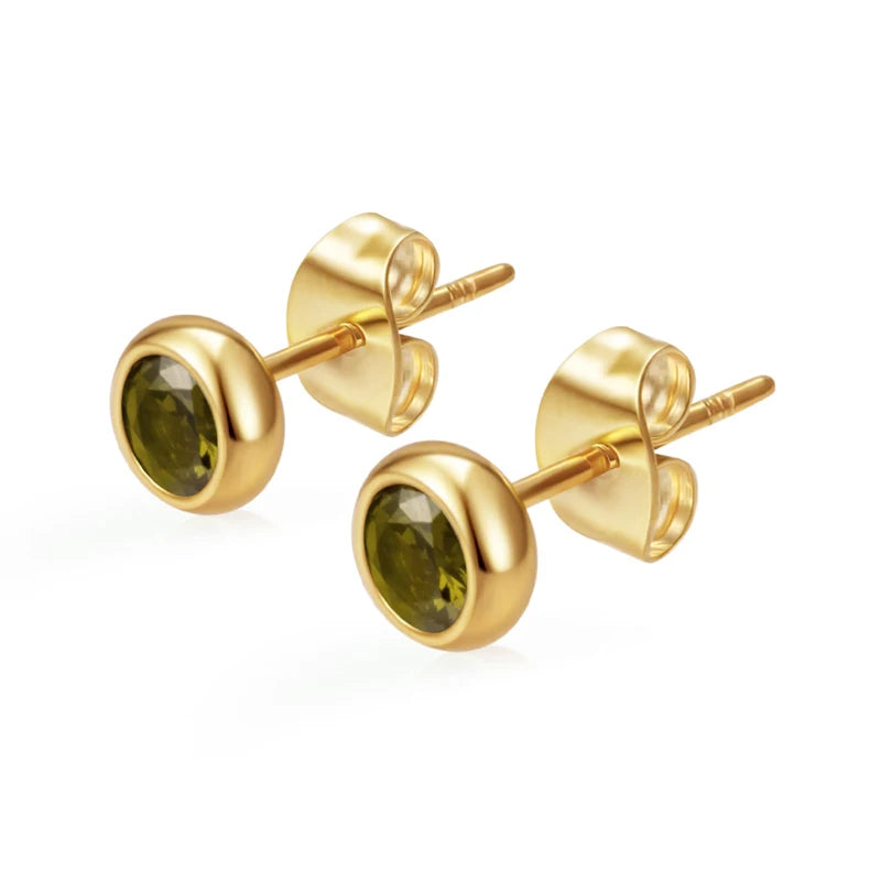 Needle Zircon Round Earrings