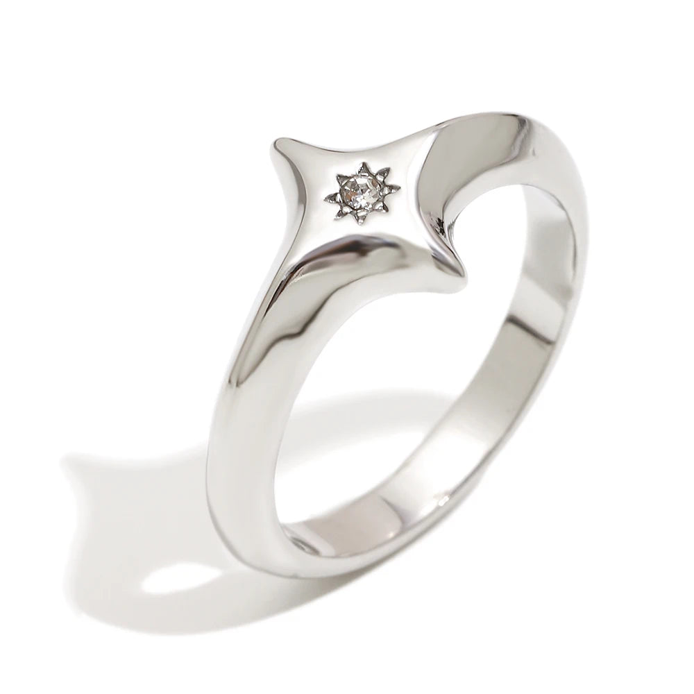 Four-pointed Star Zircon Ring