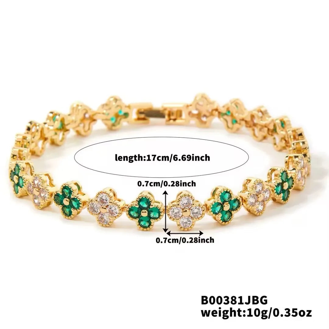 Gold Plated Four-Leaf Flower Bracelet
