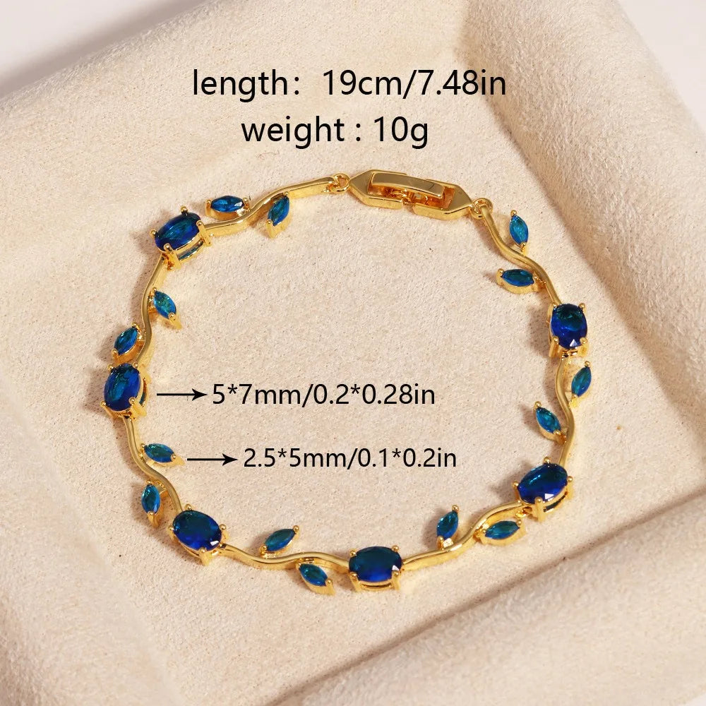 Copper Stones Cubic Zirconia Bracelet Crystal Leaf