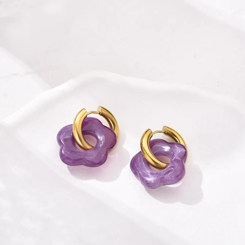 Flower Resin Acrylic Earrings