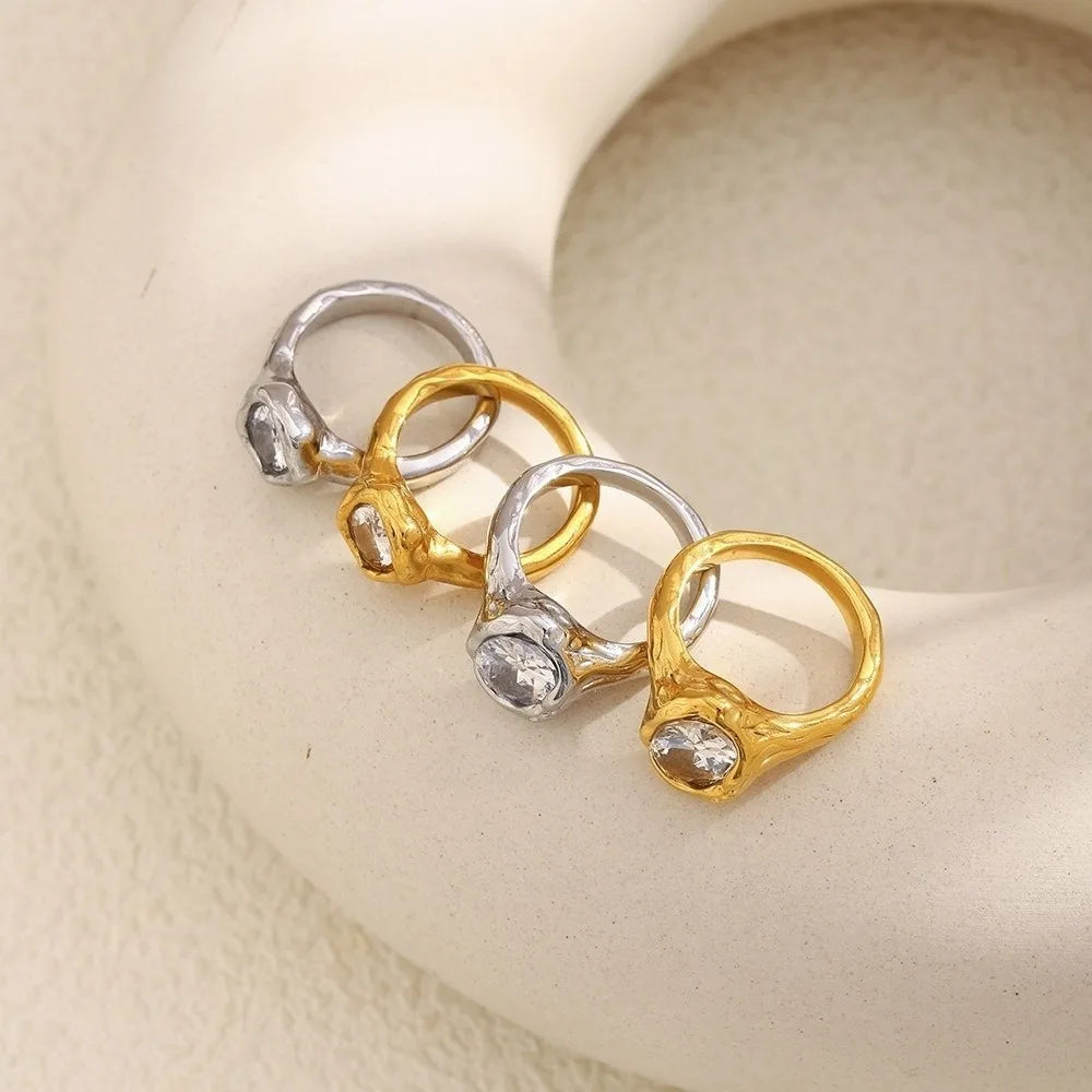 Irregular Oval Zircon Ring
