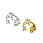Two-color Star Shaped Zircon Ring