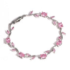 Copper Stones Cubic Zirconia Bracelet Crystal Leaf