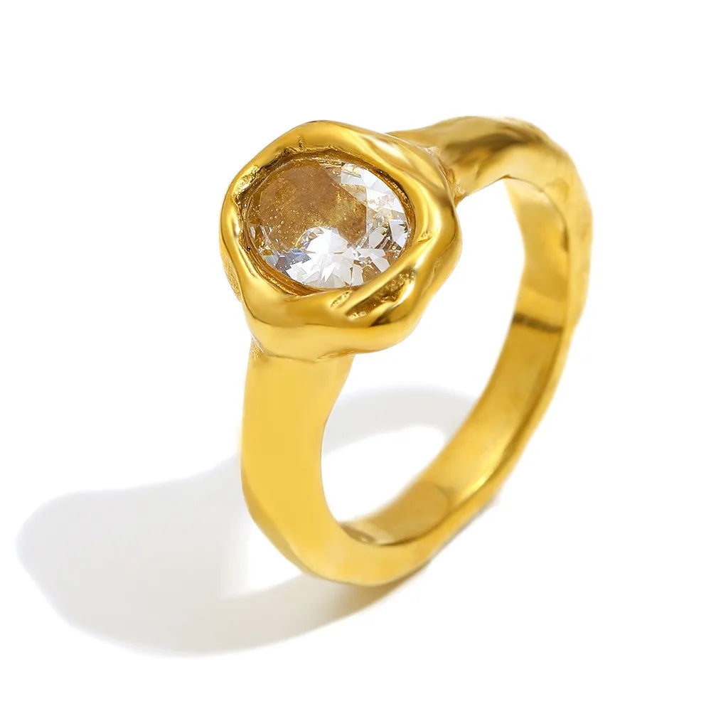 Irregular Oval Zircon Ring