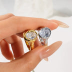 Irregular Oval Zircon Ring