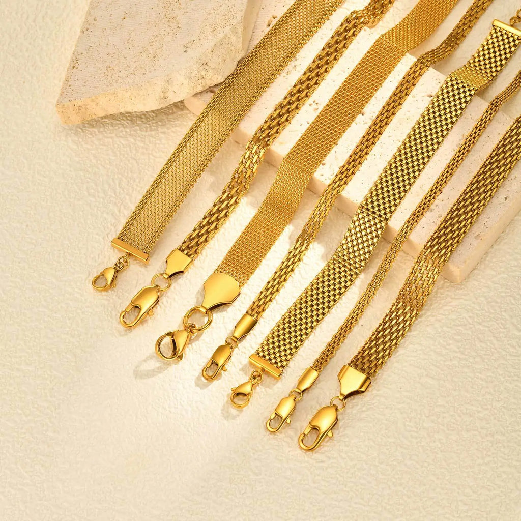 18K Gold-Plated Stainless Steel Weaving Mesh Chain Bracelet