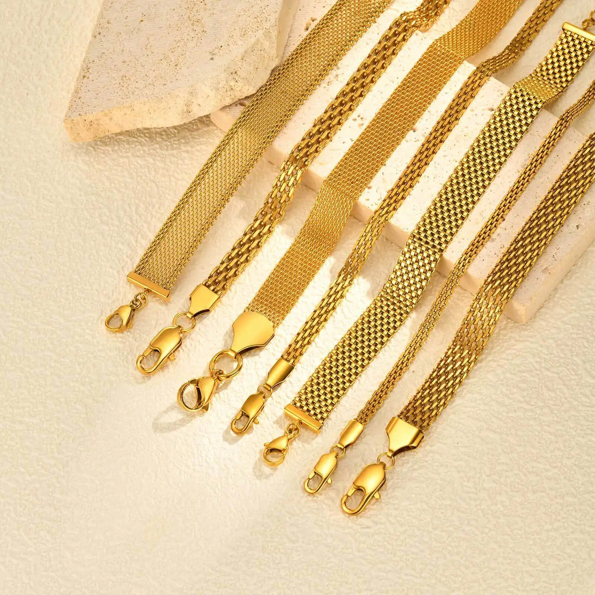 18K Gold-Plated Stainless Steel Weaving Mesh Chain Bracelet