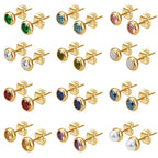 Needle Zircon Round Earrings