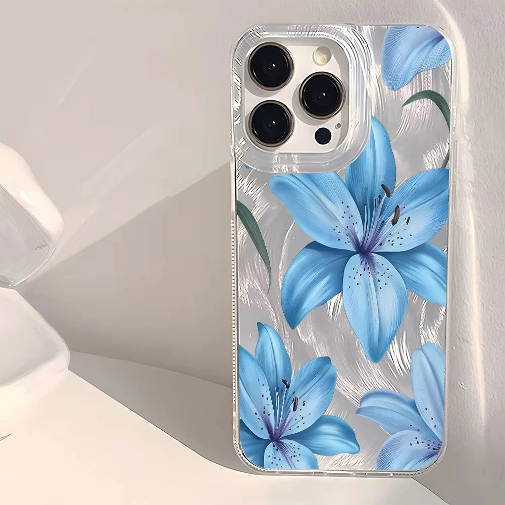 Blue Lily Floral Pattern Phone Case For Samsung