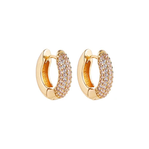 Gold-Plated Huggie with CZ Zircon Earrings
