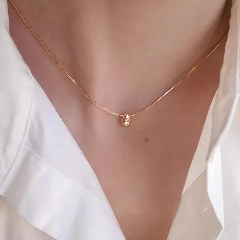 Rose Gold Bean Pendant Necklaces