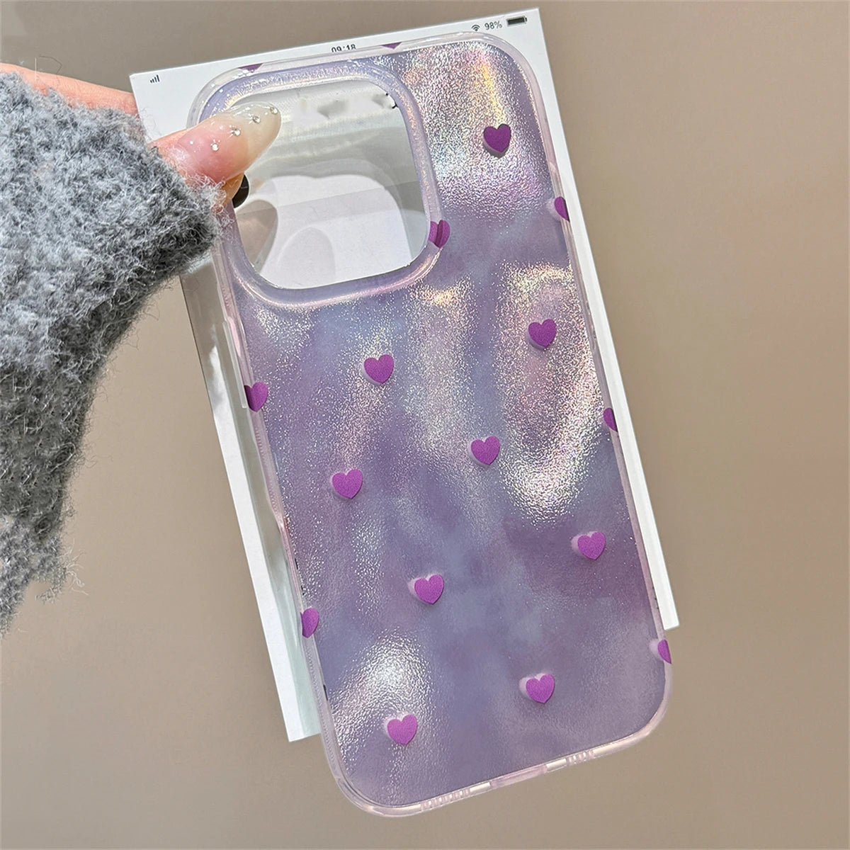 Aesthetics Cute Love Heart Laser Glitter Phone Case