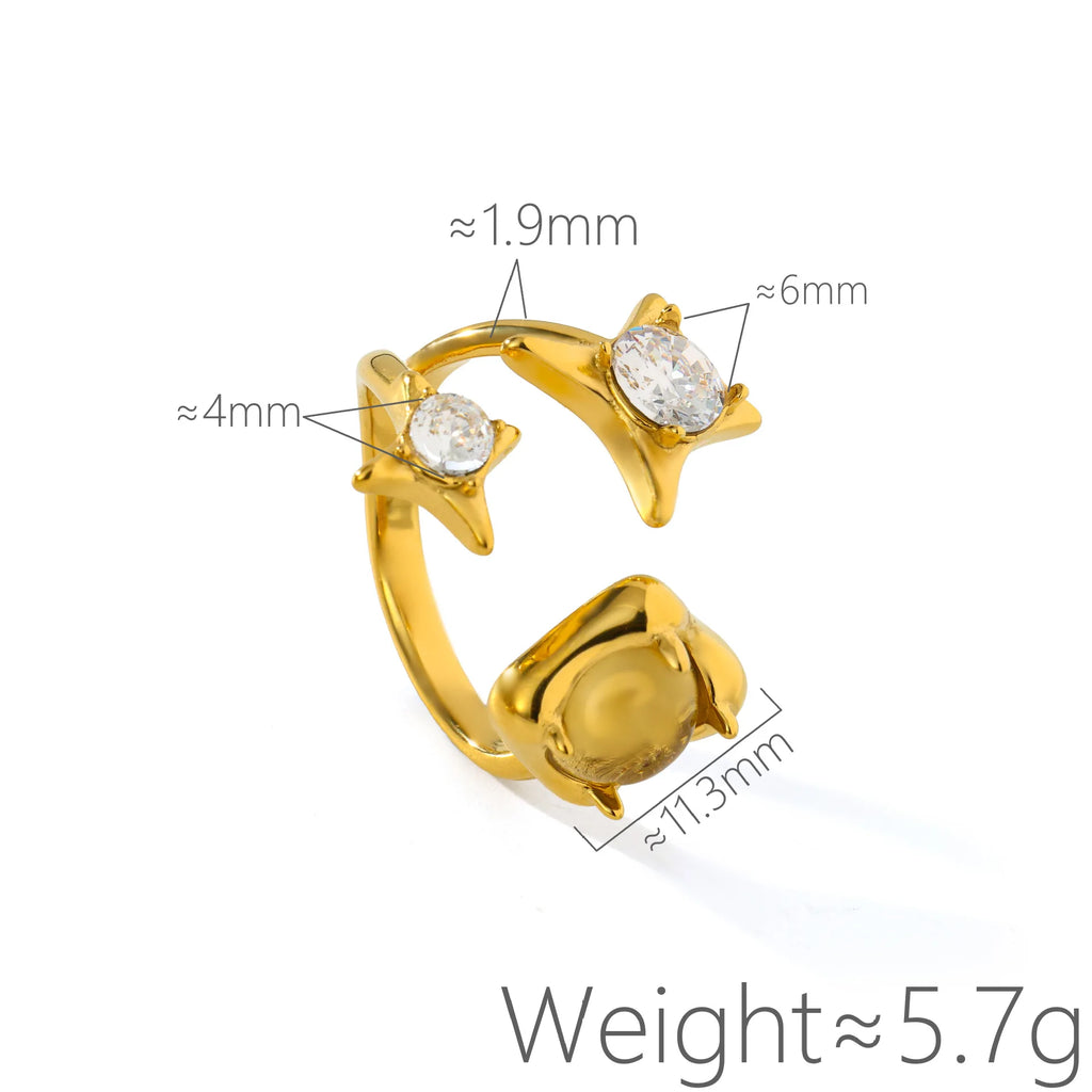 Two-color Star Shaped Zircon Ring