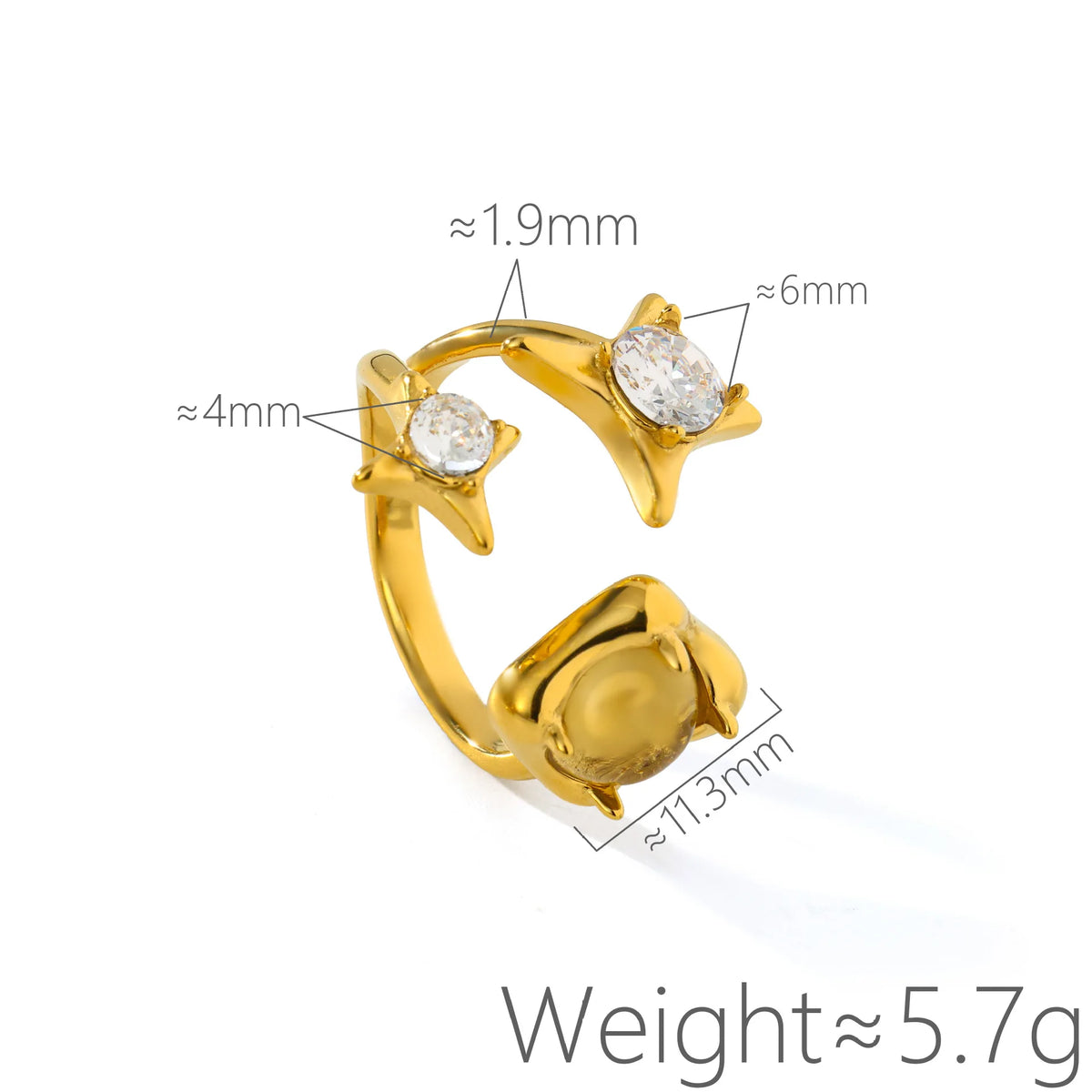 Two-color Star Shaped Zircon Ring