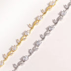 Copper Stones Cubic Zirconia Bracelet Crystal Leaf