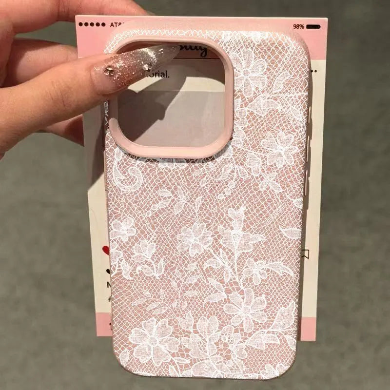 White Lace Lichee pattern Phone Case