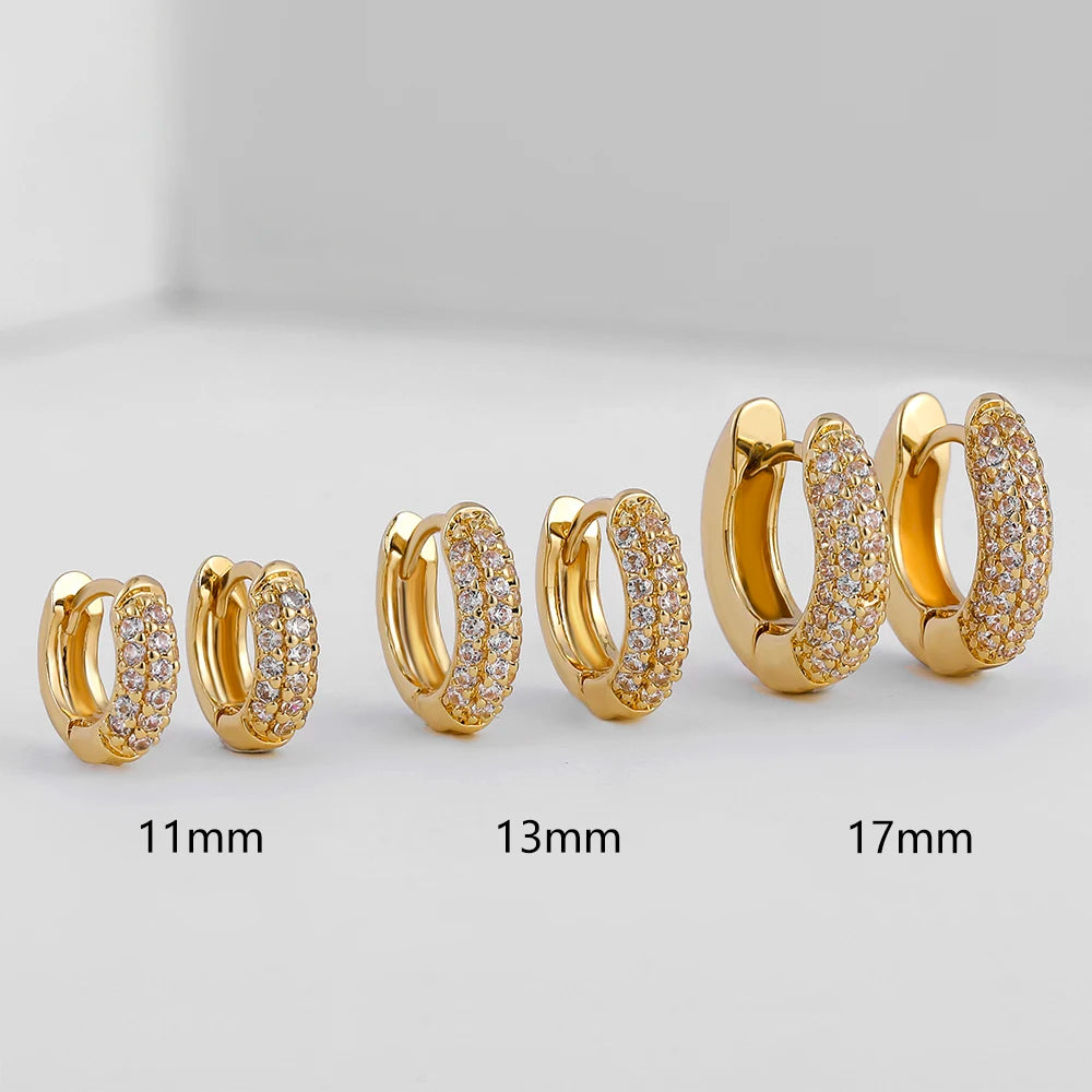 Gold-Plated Huggie with CZ Zircon Earrings