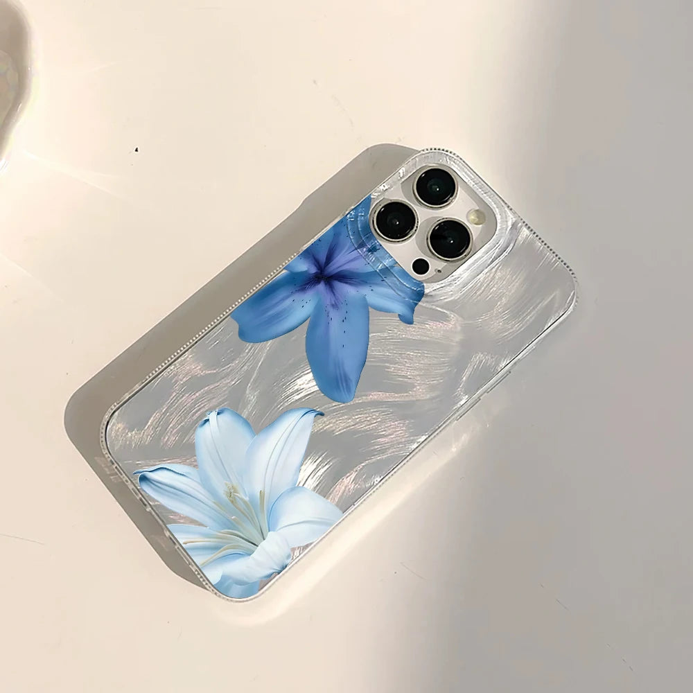 Blue Lily Flowers Pattern for iPhone