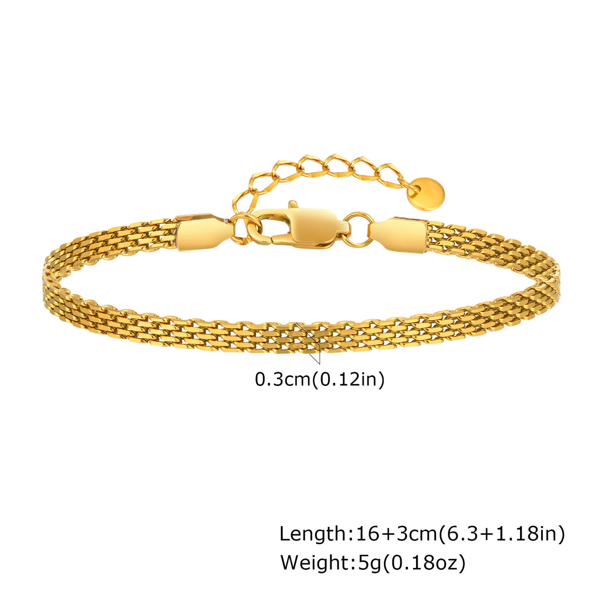 18K Gold-Plated Stainless Steel Weaving Mesh Chain Bracelet