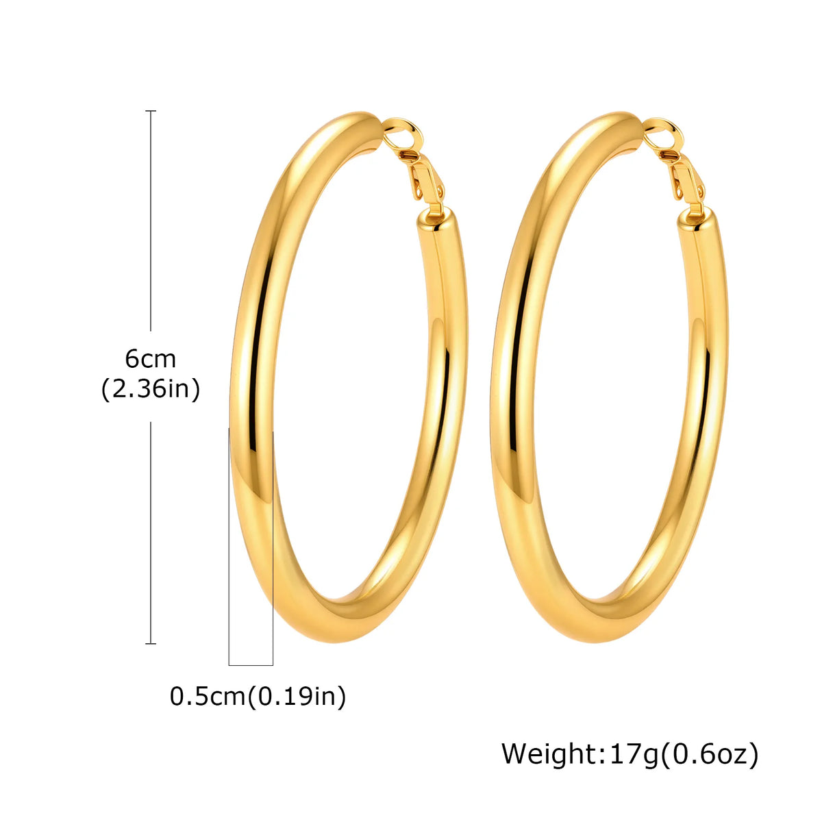 18k Gold Plated Stainless Steel Circle Hoop Earrings
