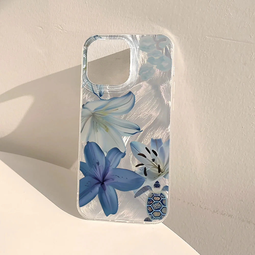 Blue Lily Flowers Pattern for iPhone