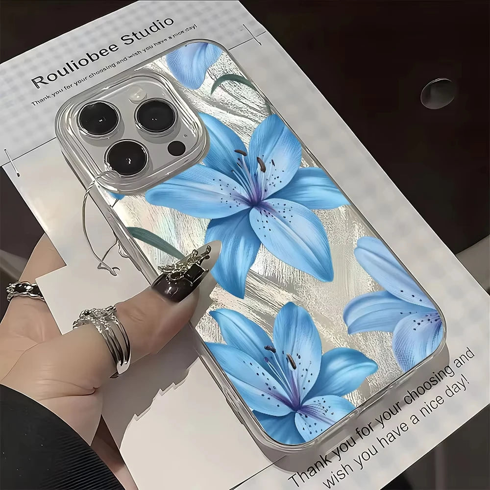 Blue Lily Floral Pattern Phone Case For Samsung