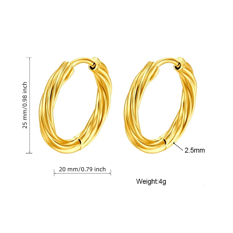 Twisted Round Hoop Earrings