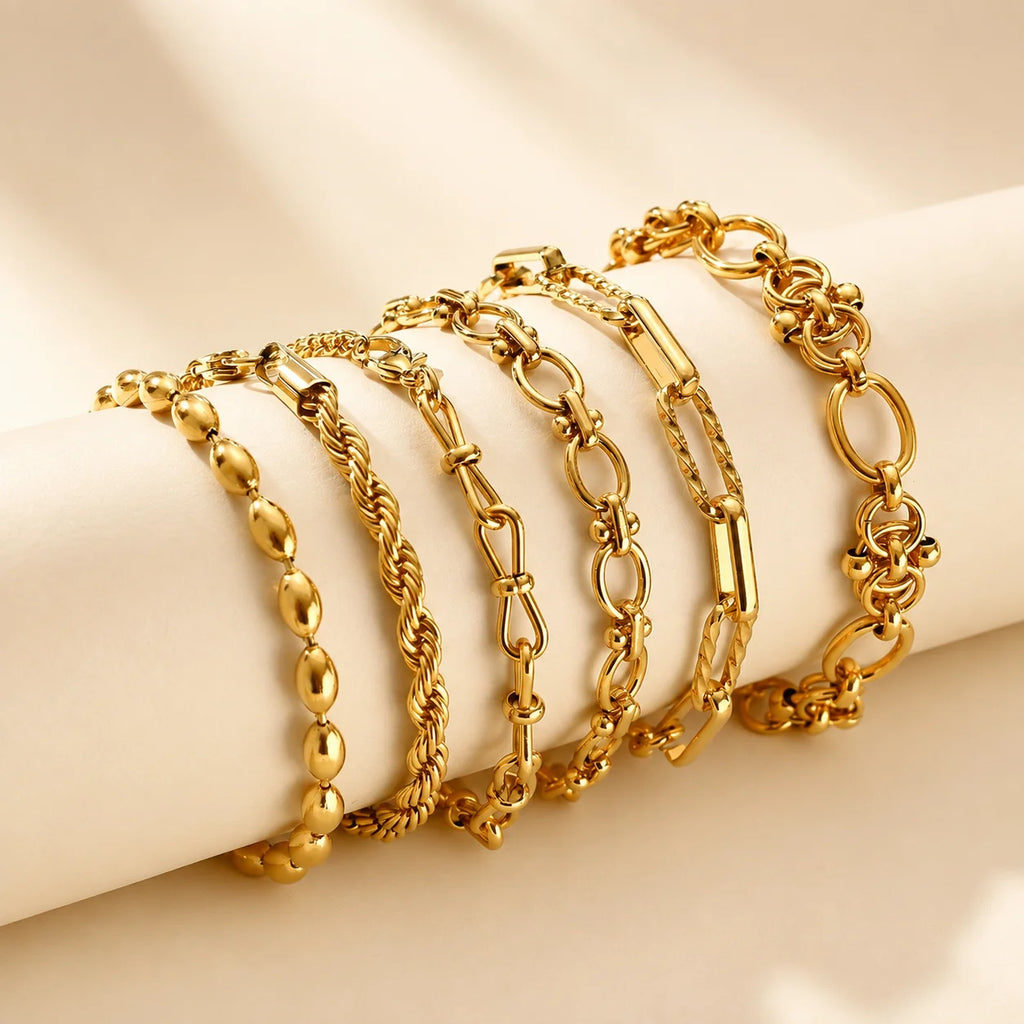 Gold Plated Chunky Stainless Steel Bracelet