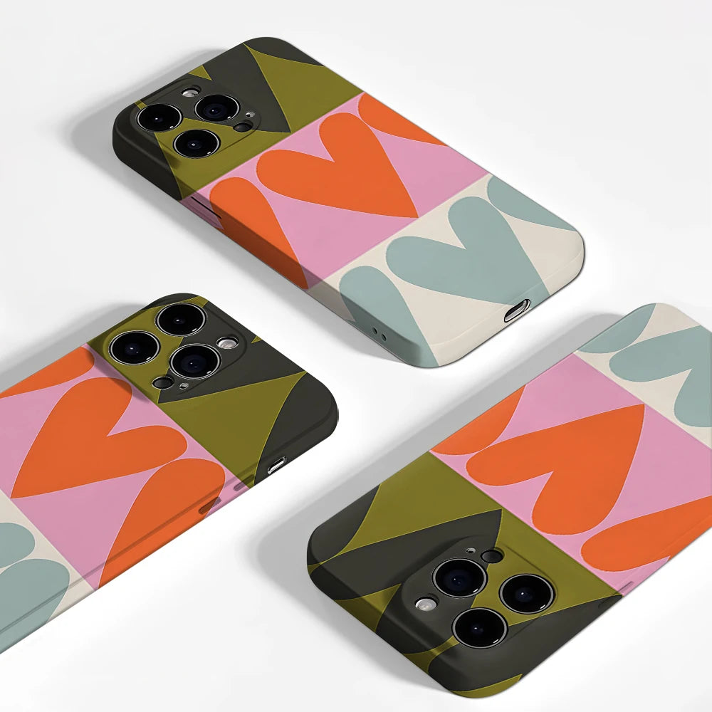 Retro Multi - Color Heart Phone Case