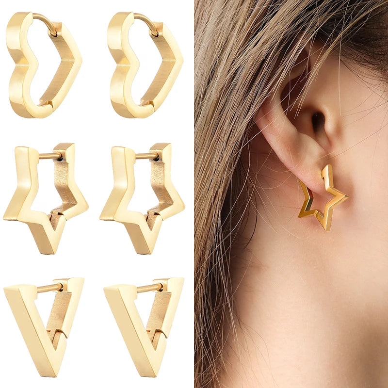 Hoop Earrings Star Oval Rectangle Round Triangle