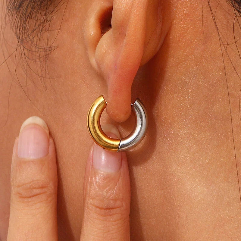 Stainless Steel Hoop Earrings  Gold Silver Color