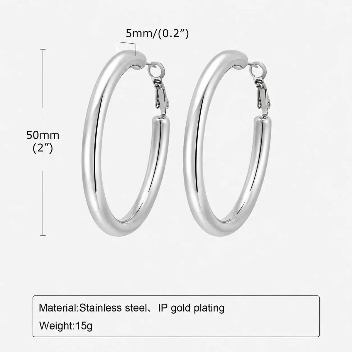 18k Gold Plated Stainless Steel Circle Hoop Earrings