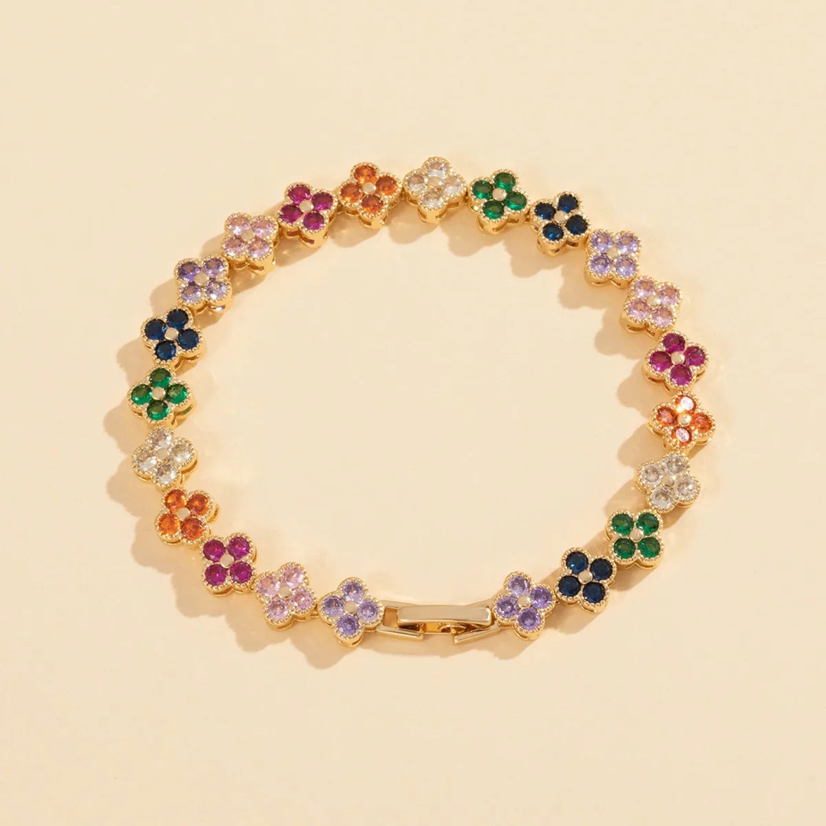 Gold Plated Four-Leaf Flower Bracelet